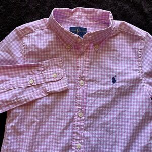 Ralph Lauren Pink Gingham‎ Check Long Sleeve Button Shirt Boys 6